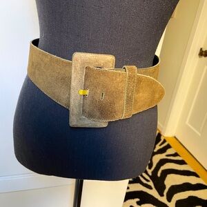 Vintage EXPRESS olive green pig suede belt